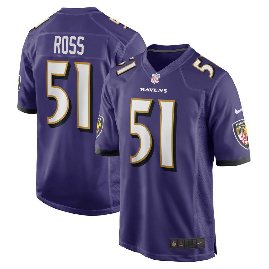 Men Baltimore Ravens 51 Josh Ross Nike Purple Game Player NFL Jersey
